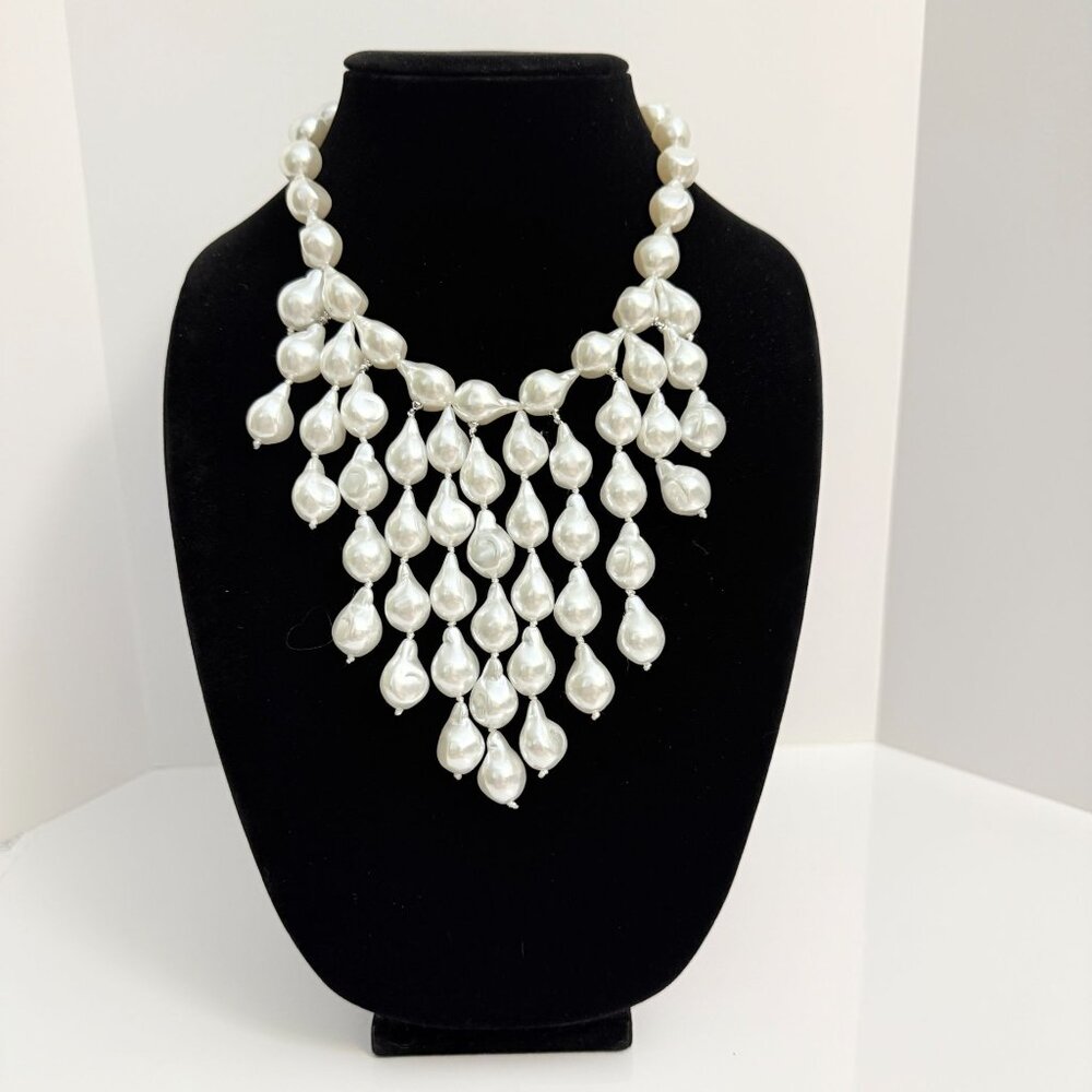 Jardin Baroque Faux Pearl Bib Necklace Statement Jewelry Bridal Wedding
